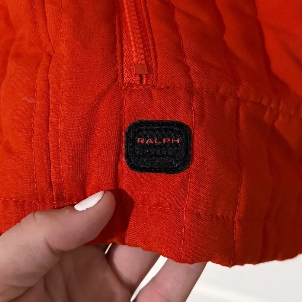 Vintage Ralph Lauren Womens Red Quilted Full Zip Vest Sleeveless Jacket Medium